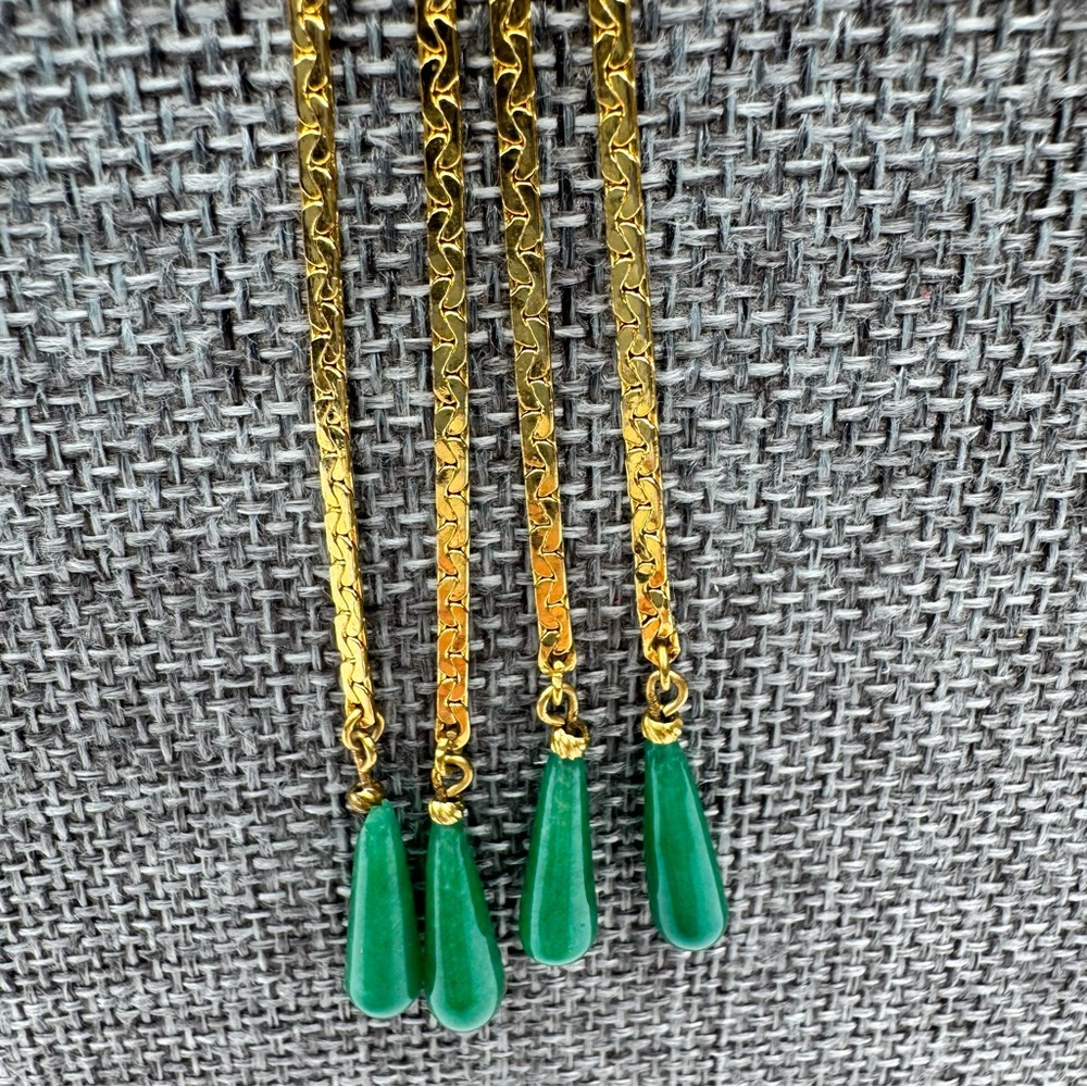 Vintage Green Glass Gold Plated Slide - Picture 4 of 14
